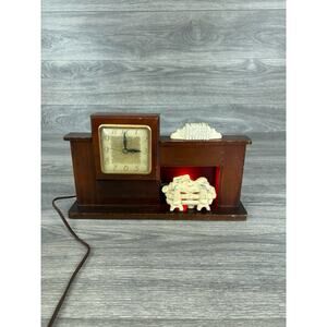 VINTAGE United Clock Corp. Fireplace Electric Mantle Clock - Working!